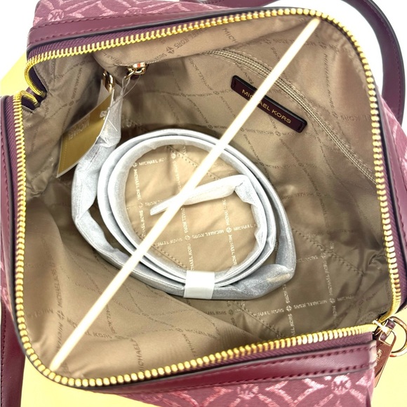 Michael Kors Medium Travel Duffle Satchel Bag Ox Blood Multi - Picture 9 of 11